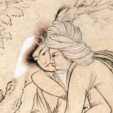 Youths Embracing in a Garden

Anonymous painting in gold and color on paper. Safavid dynasty (1501-1732), Iran.

Smithsonian Institution,
Washington, DC.