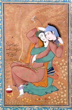 Riza i-Abbasi

Two Lovers

Painted ca. 1630 in the royal studio
of Shah Abbas I  (1588-1629).

Metropolitan Museum of Art,
New York.
