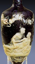 Man and youth in bed

Glass flask, 30 BCE - 30 CE, 
found in Estepa, Spain.

From John R. Clarke,
Looking at Lovemaking