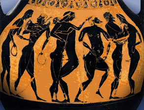 Men with their boyfriends
	  
Men shown giving gifts, enticing, and making love to youths. In a humorous detail, the man without a partner is making recourse to solitary pleasure.

Attic black-figure amphora by the Painter of Berlin,

ca. 540 BCE, from Vulci, Italy.